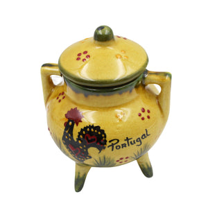 Hand-Painted Traditional Ceramic Decorative Rooster Cauldron with Lid