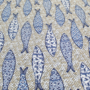 100% Cotton Cobblestone and Sardines Made in Portugal Tablecloth