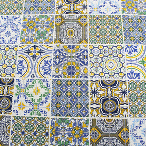 50% Cotton and Polyester Regional Portuguese with Tile Pattern Made in Portugal Tablecloth