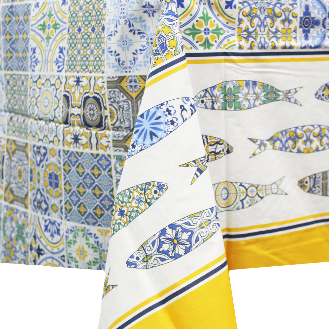 50% Cotton and Polyester Regional Portuguese with Tile Pattern Made in Portugal Tablecloth