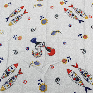 50% Cotton and Polyester Portuguese Good Luck Rooster Sardine Made in Portugal Tablecloth
