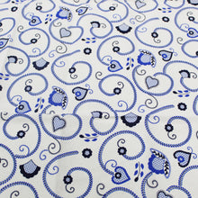 Load image into Gallery viewer, 100% Cotton Blue Viana Style Round Made in Portugal Tablecloth
