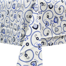 Load image into Gallery viewer, 100% Cotton Blue Viana Style Round Made in Portugal Tablecloth
