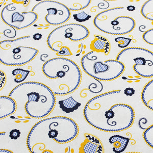 100% Cotton Yellow Viana Style Round Made in Portugal Tablecloth
