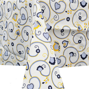 100% Cotton Yellow Viana Style Round Made in Portugal Tablecloth