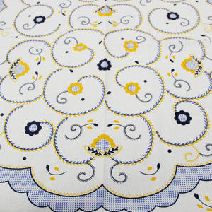 100% Cotton Yellow/Blue Viana Style Made in Portugal Tablecloth