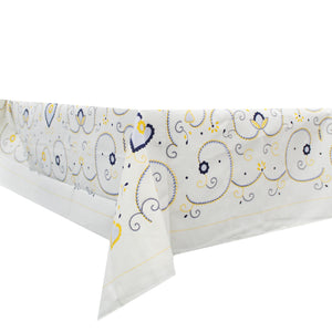 100% Cotton Yellow/Blue Viana Style Made in Portugal Tablecloth