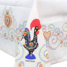 Load image into Gallery viewer, 100% Cotton White Traditional Rooster Galo de Barcelos Regional Made in Portugal Tablecloth
