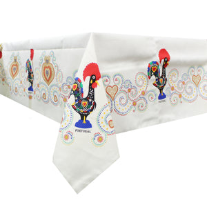 100% Cotton Cream Traditional Rooster Galo de Barcelos Regional Made in Portugal Tablecloth