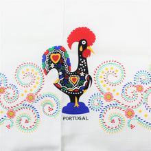 Load image into Gallery viewer, 100% Cotton White Traditional Rooster Galo de Barcelos Regional Made in Portugal Tablecloth
