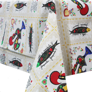 100% Cotton Sardines & Roosters Made in Portugal Tablecloth