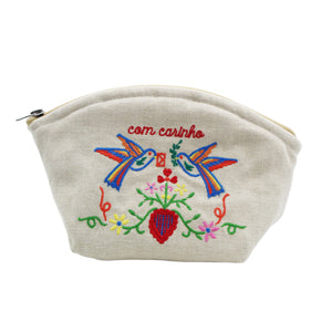 With Kindness Birds Linen Cosmetic/Toiletry Bag