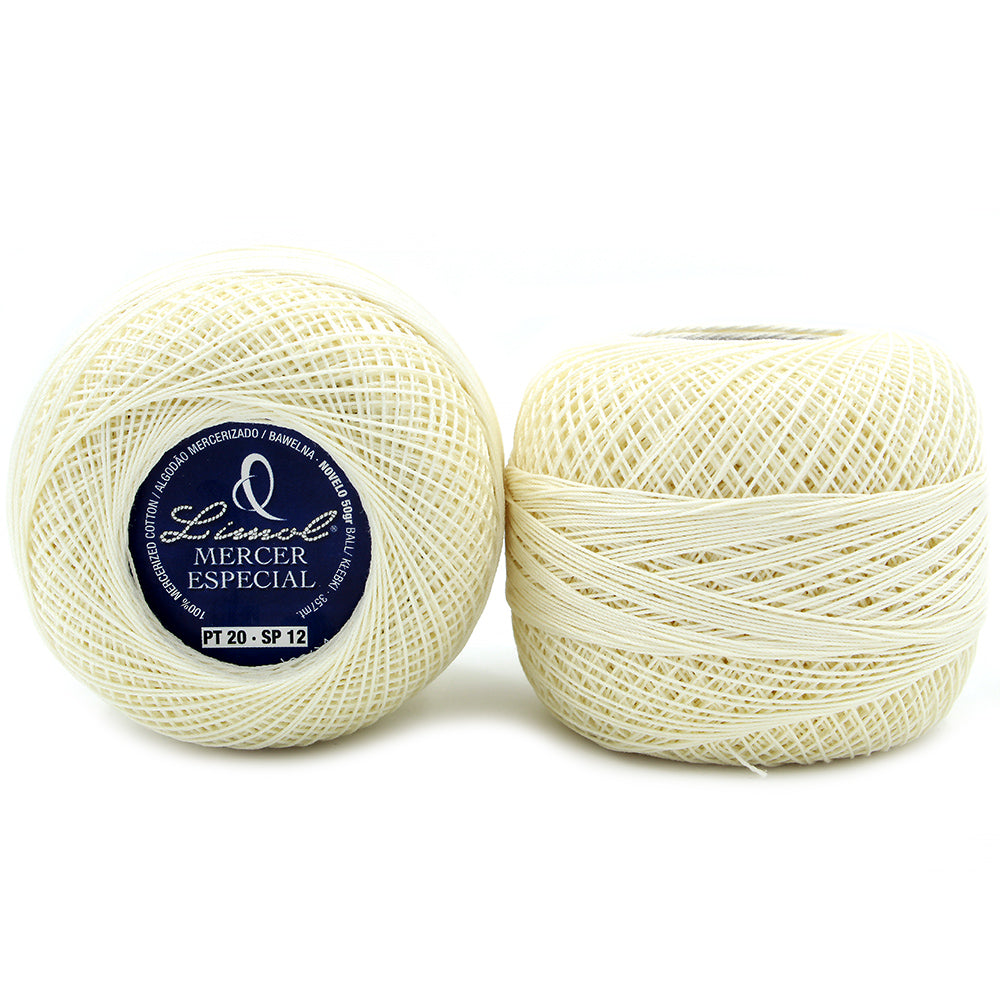 Limol Size 20 Neutral 50 Grs 100% Egyptian Cotton Special Mercerized Crochet Thread Ball Set