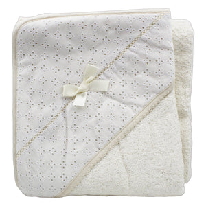 Baby Maior 100% Cotton Made in Portugal Lace with a Bow Baby Bath Towel, Various Colors
