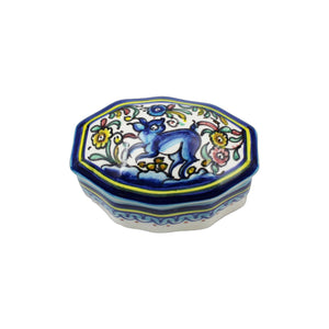 Coimbra Ceramics Hand-painted Decorative Box with Lid XVII Cent Recreation #130-1700