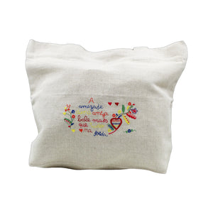 Namorados Linen Beige Embroidery Reusable Tote Bag