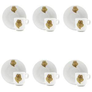 Viana Heart Espresso Cup and Saucers with Gift Box, Set of 6