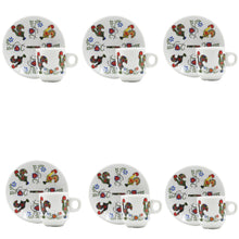 Load image into Gallery viewer, Portugal Themed Rooster Flowers Espresso Cups and Saucers with Gift Box, Set of 6

