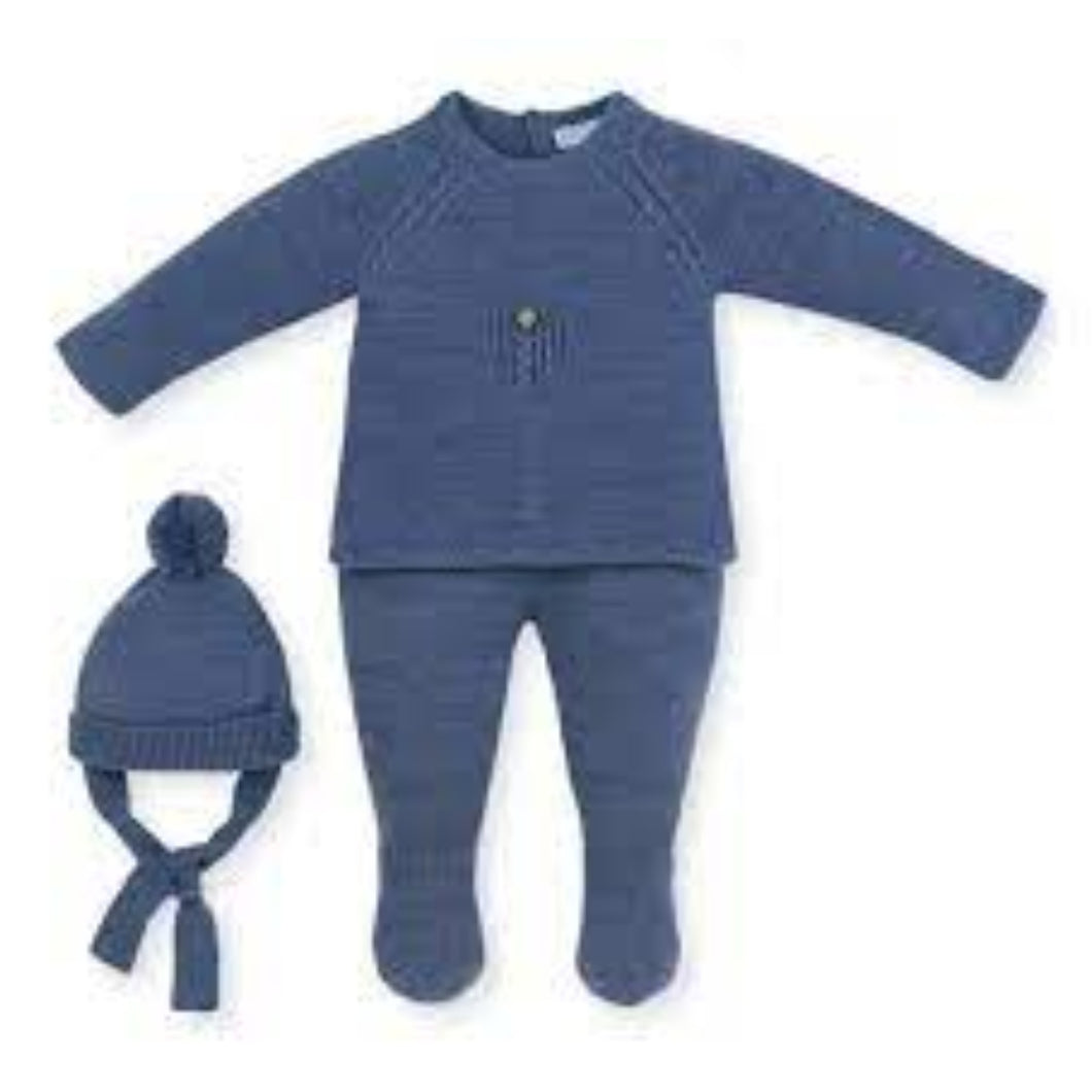 Mac Ilusión Made in Spain Baby Nuit Shirt, Footed Pants and Beanie 3-Piece Set