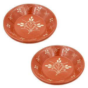 Portuguese Hand Painted Deep Terracotta Serving Plate Ladeira Regional - Set of 2