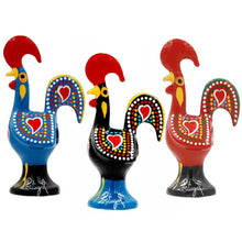Load image into Gallery viewer, 3.25&quot; Traditional Portuguese Aluminum Decorative Figurine Good Luck Rooster Galo de Barcelos - Set of 3
