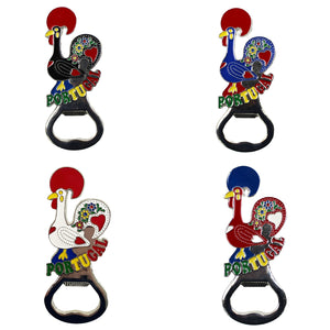 Traditional Portuguese Aluminum Galo de Barcelos Rooster Figurine Bottle Opener, Various Colors