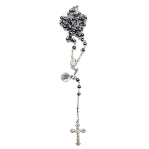 Our Lady of Fatima Grey Pearl Rosary with Cross