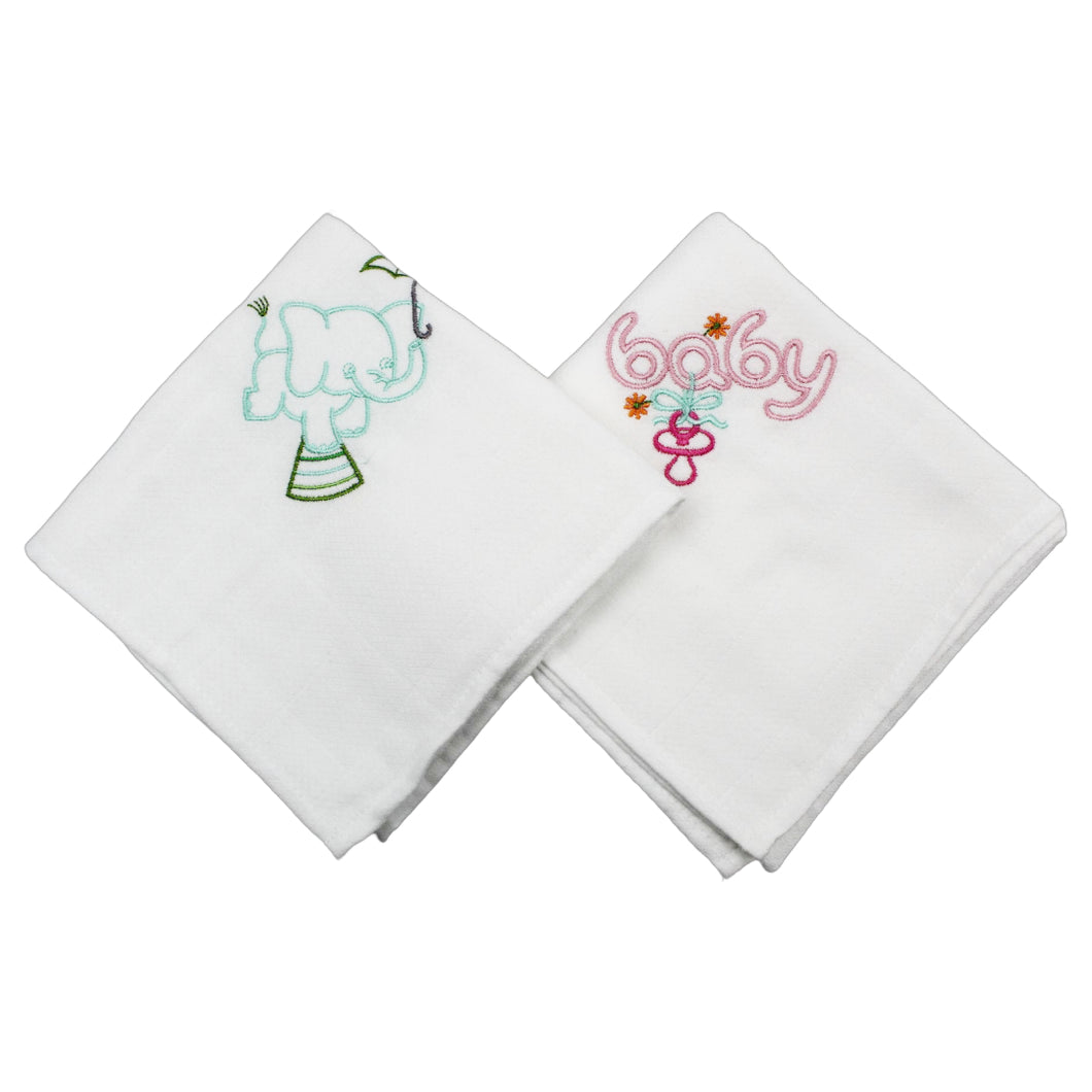 Portuguese Embroidered 2-Piece Cotton Baby Burp Cloth Set