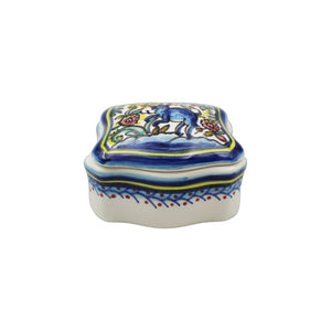Coimbra Ceramics Hand-painted Decorative Box with Lid XVII Cent Recreation #232-1700