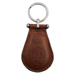 Portuguese Brown Leather Oval Keychain Made in Portugal