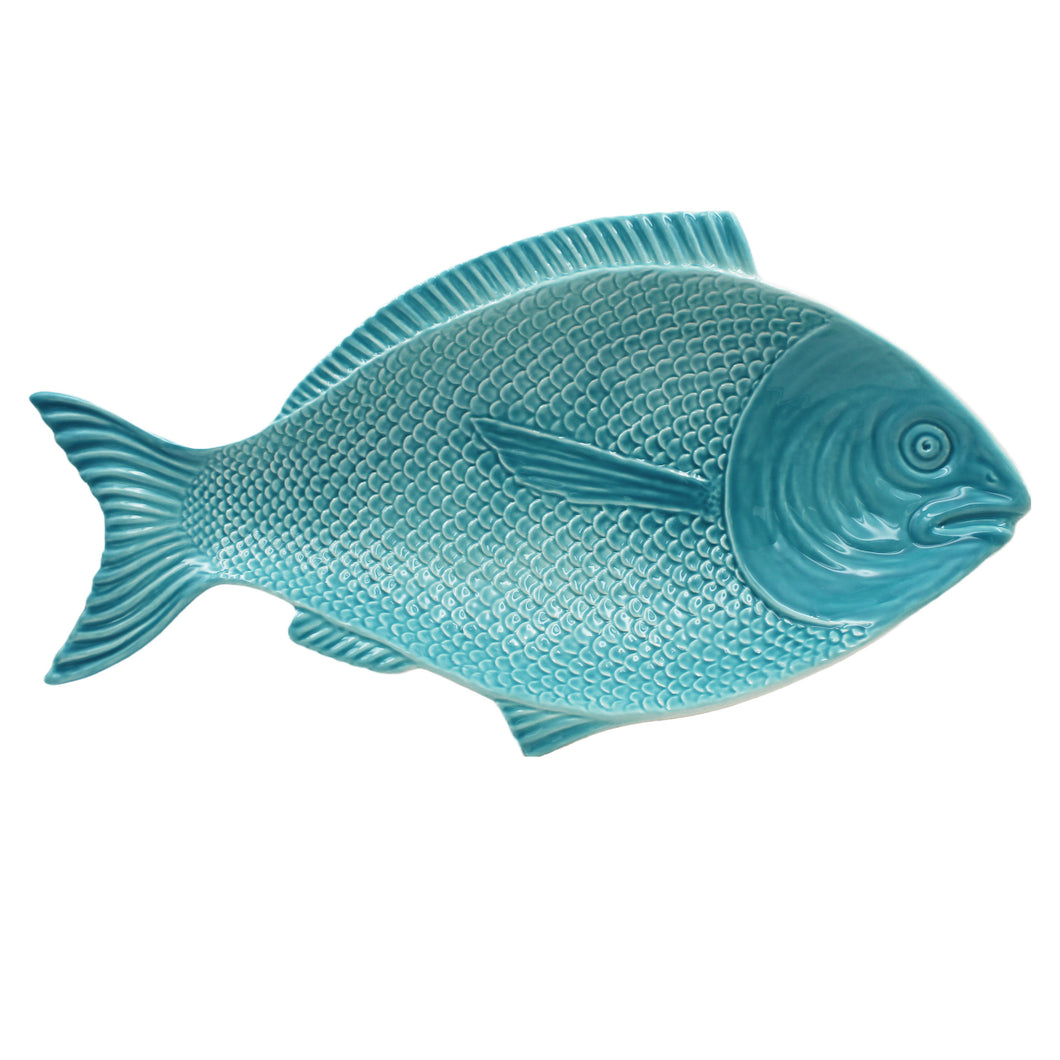Faiobidos Hand-Painted Ceramic Aqua Blue Fish Platter
