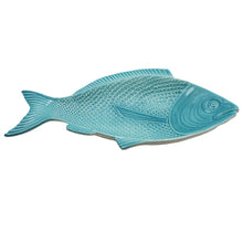 Load image into Gallery viewer, Faiobidos Hand-Painted Ceramic Aqua Blue Fish Platter
