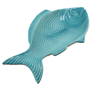 Faiobidos Hand-Painted Ceramic Aqua Blue Fish Platter