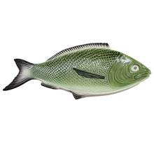 Load image into Gallery viewer, Faiobidos Hand-Painted Ceramic Green Fish Platter
