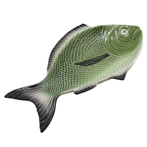 Faiobidos Hand-Painted Ceramic Green Fish Platter