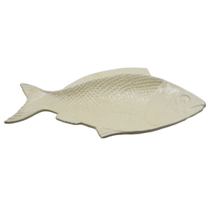 Faiobidos Hand-Painted Ceramic Ivory White Fish Platter