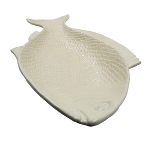 Faiobidos Hand-Painted Ceramic Ivory White Fish Platter