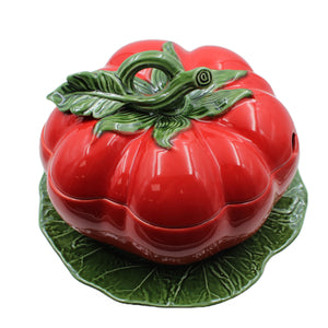 Faiobidos Hand-Painted Ceramic Tomato Large Tureen with Ladle