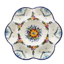 Load image into Gallery viewer, Hand-Painted Traditional Portuguese Ceramic Floral Divided Chip &amp; Dip Platter
