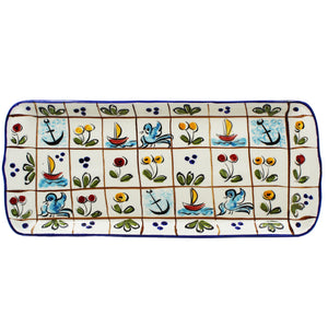 Hand-Painted Portuguese Ceramic Colored Mosaic Serving Platter, Tart Tray