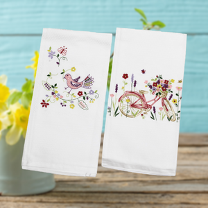 100% Cotton Embroidered Portuguese Decorative Kitchen Dish Towel - Set of 2