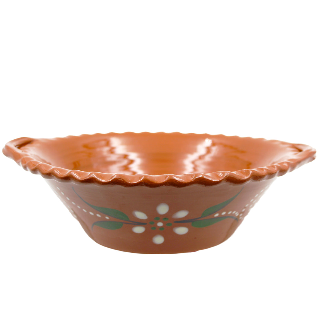 João Vale Hand-Painted Traditional Terracotta Ruffled Salad Bowl