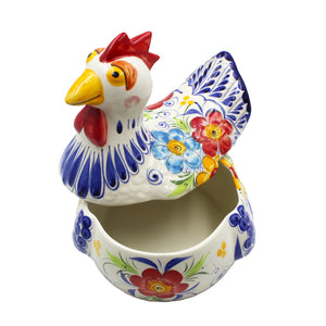 Faireal Hand-Painted Portuguese Ceramic Chicken Decorative Jar