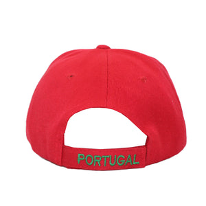 Red Soccer Cap with Embroidered Portuguese National Team
