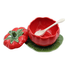 Load image into Gallery viewer, Faiobidos Hand-Painted Mini Ceramic Tomato Tureen with Ladle

