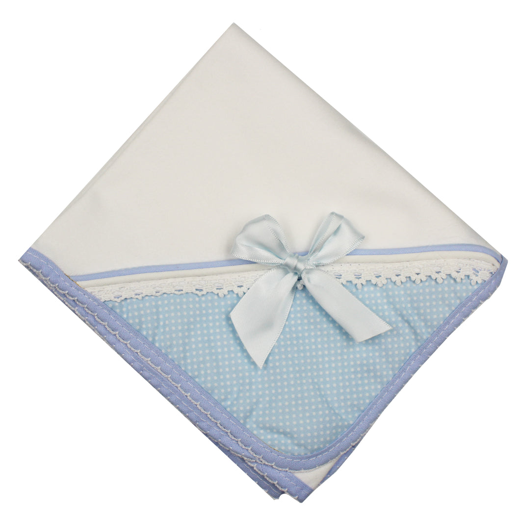 Portuguese Cotton Blue Baby Burp Cloth with Bow