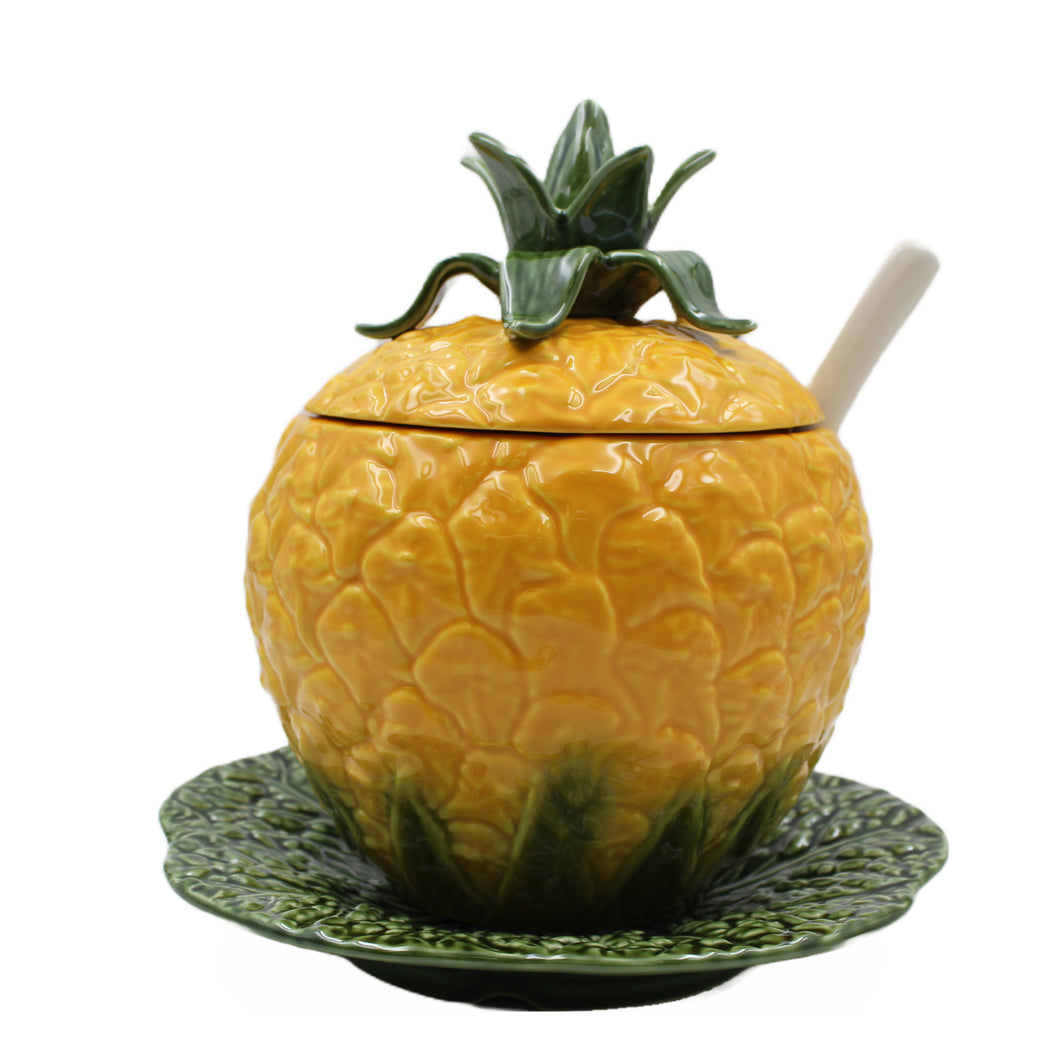 Faiobidos Hand-Painted Ceramic Pineapple Tureen with Spoon