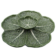 Load image into Gallery viewer, Faiobidos Hand-Painted Ceramic Cabbage Divided Chip &amp; Dip Platter

