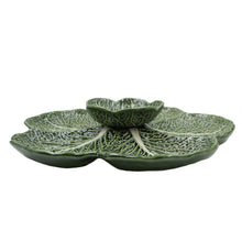 Load image into Gallery viewer, Faiobidos Hand-Painted Ceramic Cabbage Divided Chip &amp; Dip Platter
