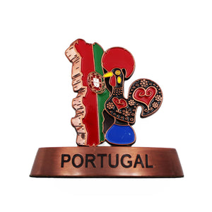 Portugal Emblem and Good Luck Rooster Metal Paper Weight